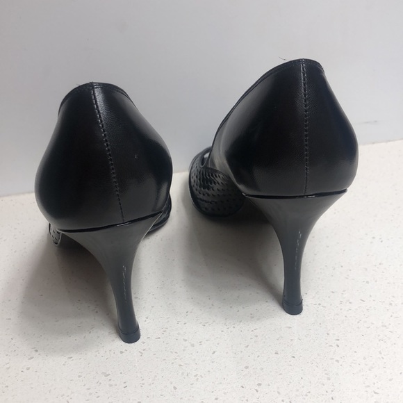 Stuart Weitzman Black Peep Toe Heels Size 9 - Picture 6 of 10